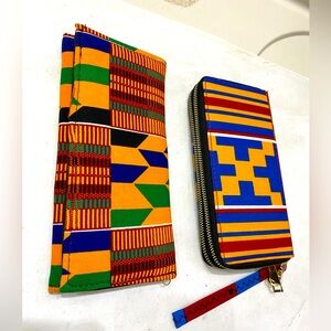 2 African fabric wallets NWT NEW 8 by 4 inches, African Cotton fabric beautiful